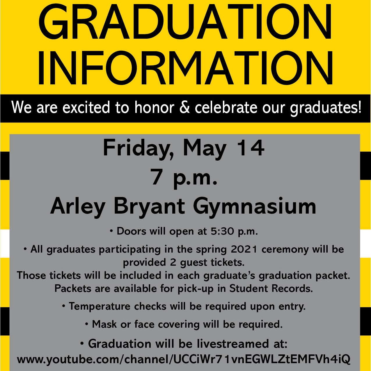 A photo of the 2021 Graduation information.